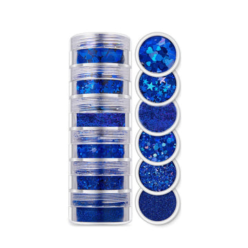 JUST CRAFT IT GLITTER & CHUNKS 6 In 1 Glitter & Chunks Rainbow Blue Sg08