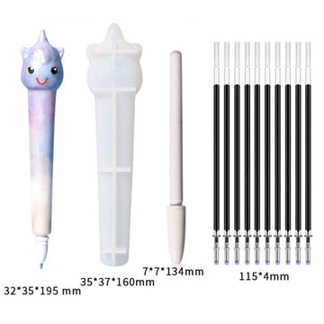 My Store Silicon Mould UNICORN PEN MOULD + 1 REFILL COVER + 10 REFILL MOULD