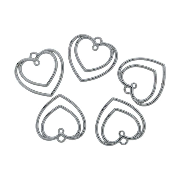 Crafteria Silver 5 In 1 Double Heart Bezels Set