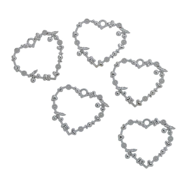 Crafteria Silver 5 In 1 Designer Heart Bezels Set