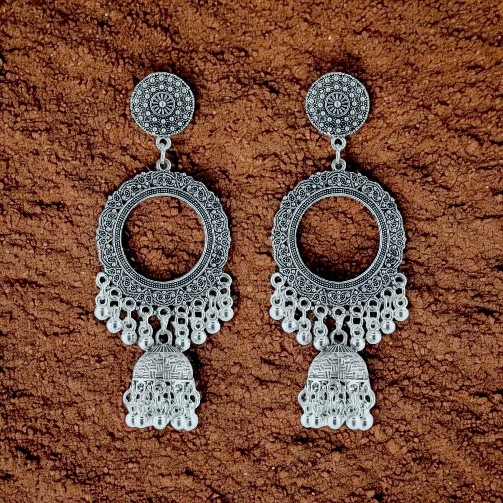 Crafteria Oxidized Silver Jhumka Design 8