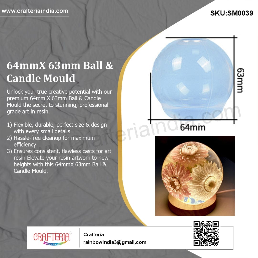 My Store Silicon Mould 64Mm X 63Mm Ball & Candle Mould