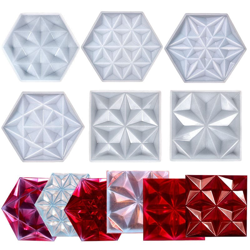 My Store Silicon Mould Square With 3D 4 Corner Star Coaster Mould