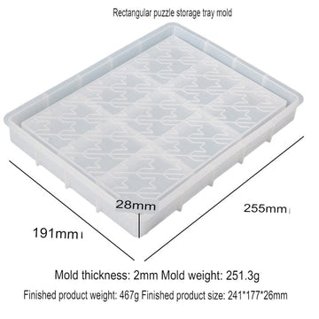 My Store Silicon Mould Rectangle Puzzle Design Storage Tray Mould
