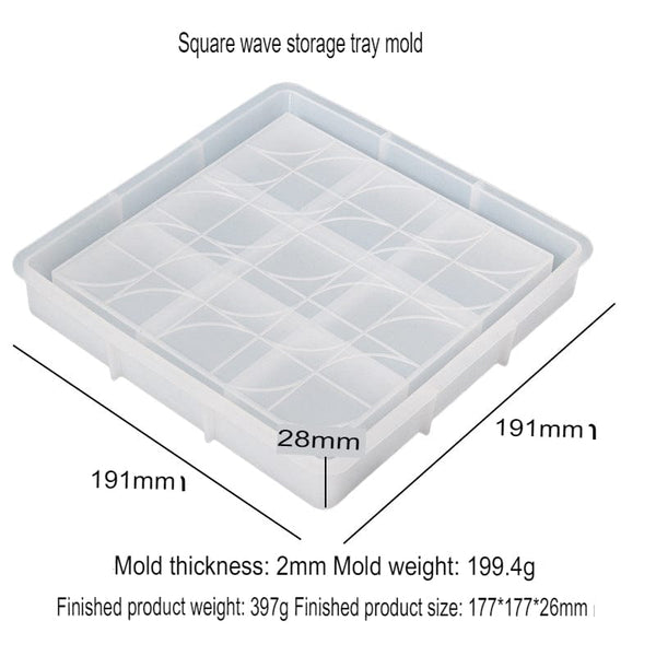 My Store Silicon Mould Square Wave Design Storage Tray Mould