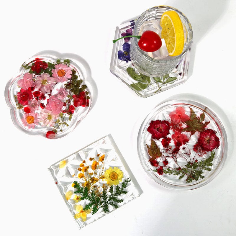 My Store Silicon Mould Flower Textured Coaster With Boundry Mould