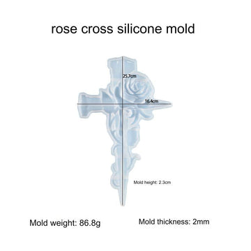 My Store Silicon Mould Cross With Rose Silicon Mould