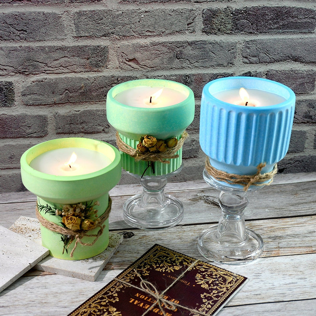 My Store Silicon Mould Bottom Neck Stripped Round Candle Holder