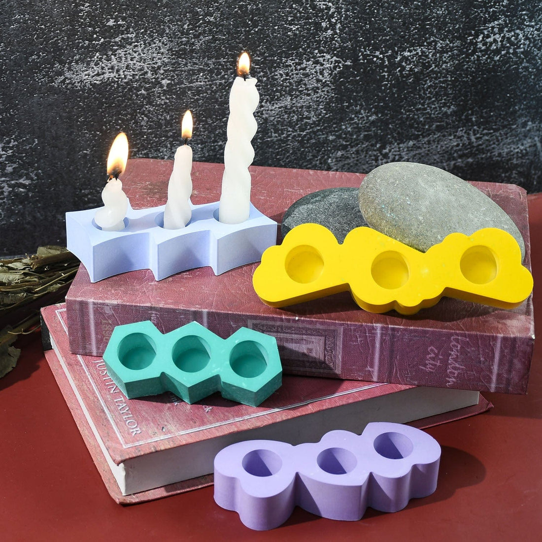 My Store Silicon Mould 3 Hole Hexagon Candle Holder Mould