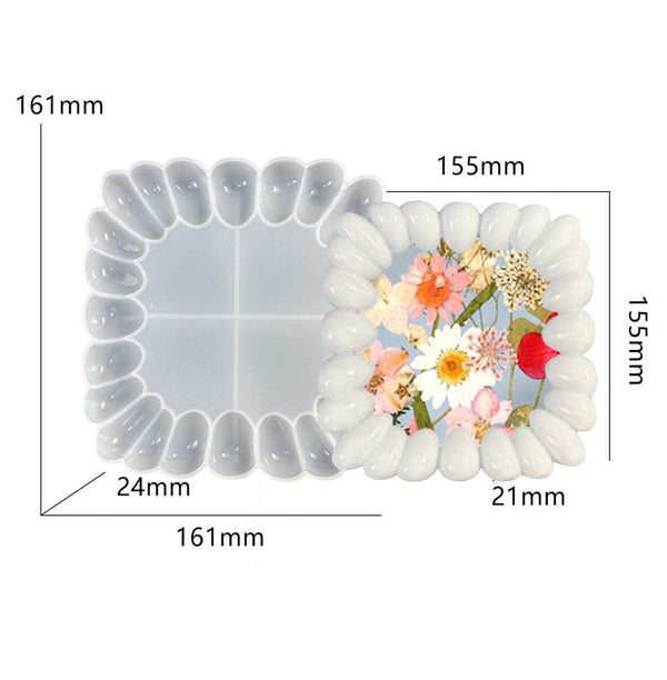 My Store Silicon Mould Square Shape With Round Bubble Border Mould