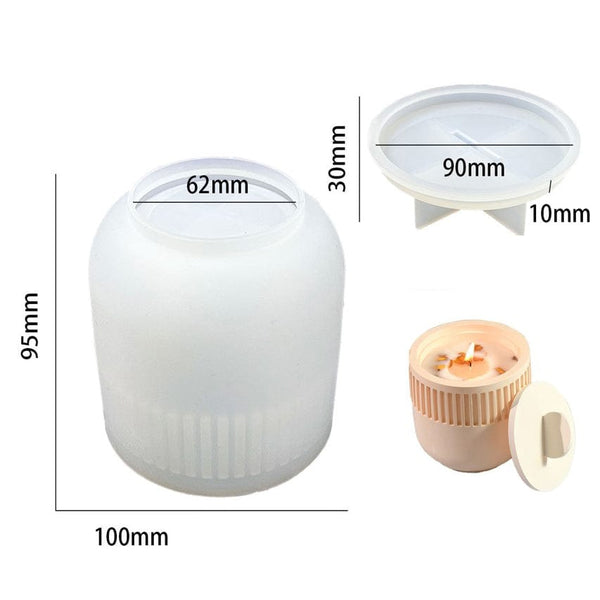 My Store Silicon Mould Cylindrical Candle Jar Mold with Lid Mould