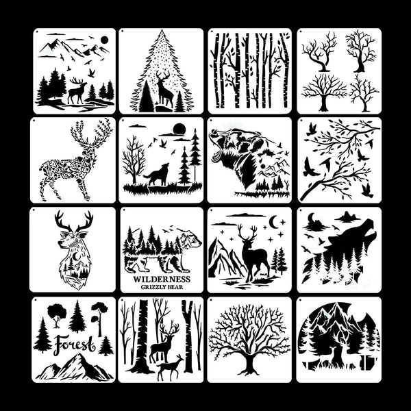 Crafteria 16 In 1 Forest Stencil Set