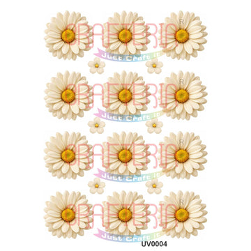 Crafteria Off White Daisy Flowers UV DTF Sticker