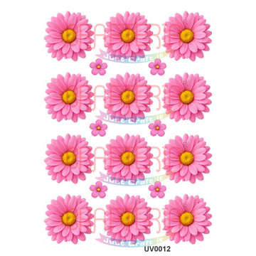 Crafteria M.Pink Daisy Flowers UV DTF Sticker