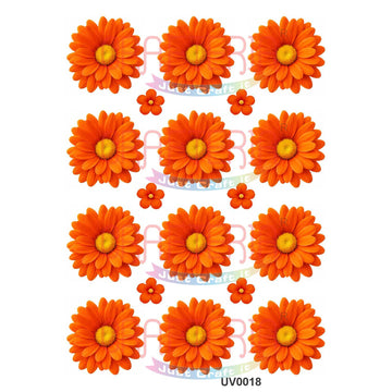 Crafteria Orange Daisy Flowers UV DTF Sticker