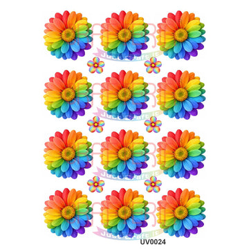 Crafteria Rainbow Daisy Flowers UV DTF Sticker